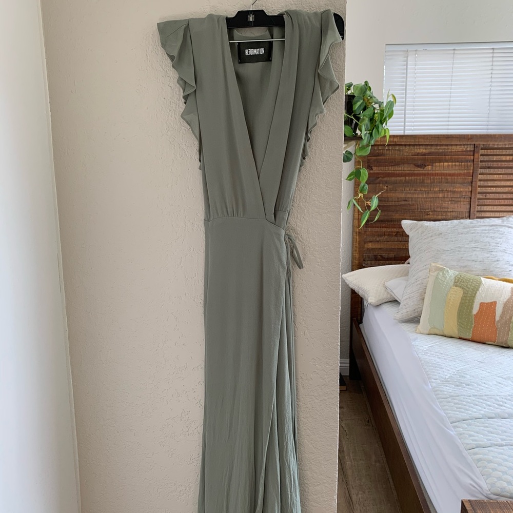 Reformation Petite Hillary Dress in Seafoam
